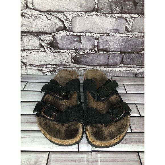 Birkenstock Arizona Black Suede Leather Cork Slides Sandals Women Sz 36EU/5M US - Picture 14 of 15